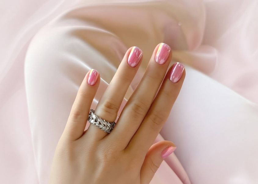 Gorgeous gel nail extensions by Tammy Elmore